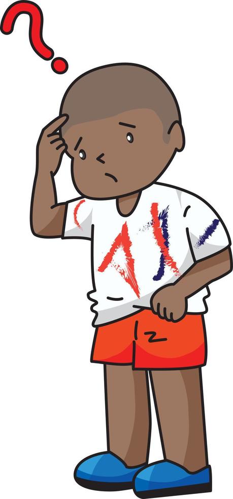 Confused Boy In Abstract White Shirt vector