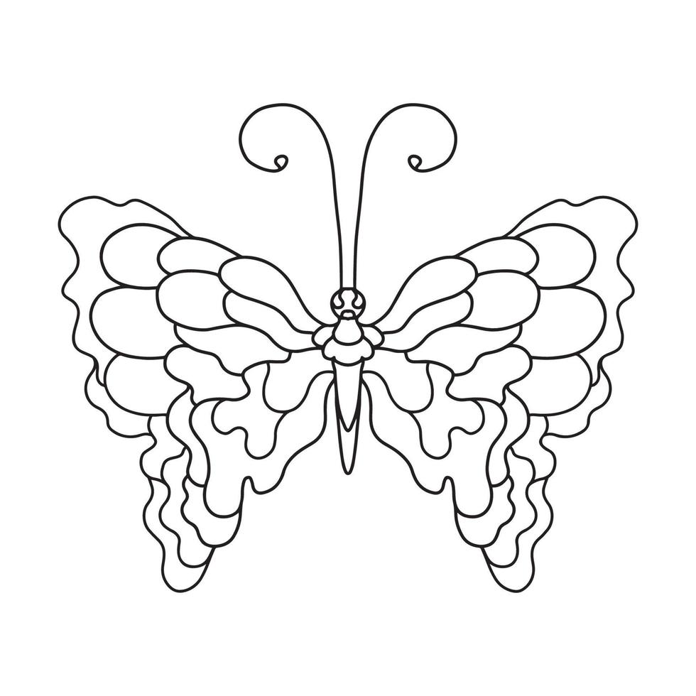 Hand drawn illustration of a butterfly. Outline doodle vector ...