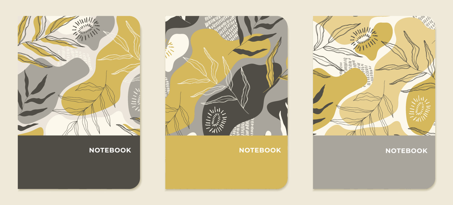 Title page templates. Abstract layouts with leaves in pastel colours ...