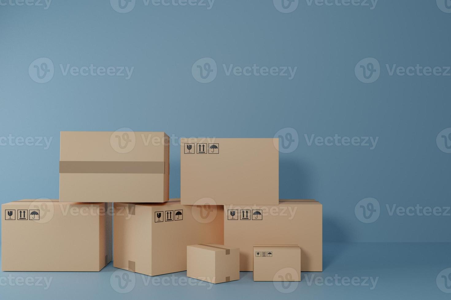 Cardboard boxes,cargo box,Parcel on white background.Concept for fast delivery service.delivery and shopping online concept.3D rendering illustration photo