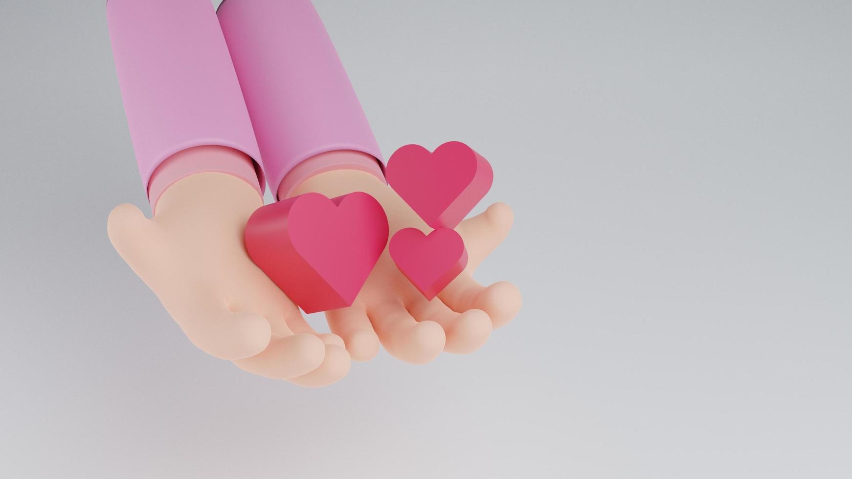 mano de negocios con fondo aislado de corazón. concepto de día de san valentín, tarjeta de felicitación romántica del día de san valentín, expresión de amor. Ilustración de representación 3d foto