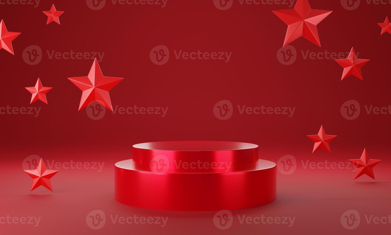 Red circle product display stage or blank podium pedestal background 3d rendering photo