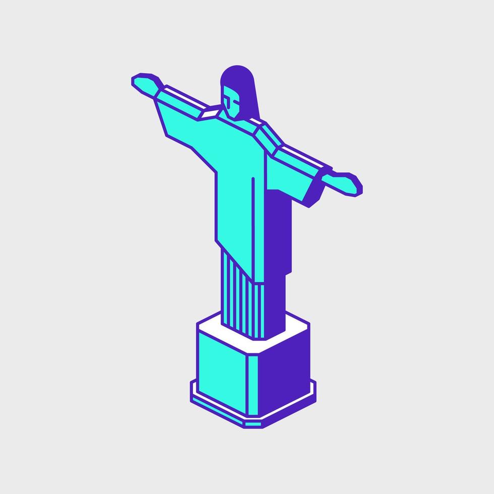 cristo el redentor isométrica vector icono ilustración