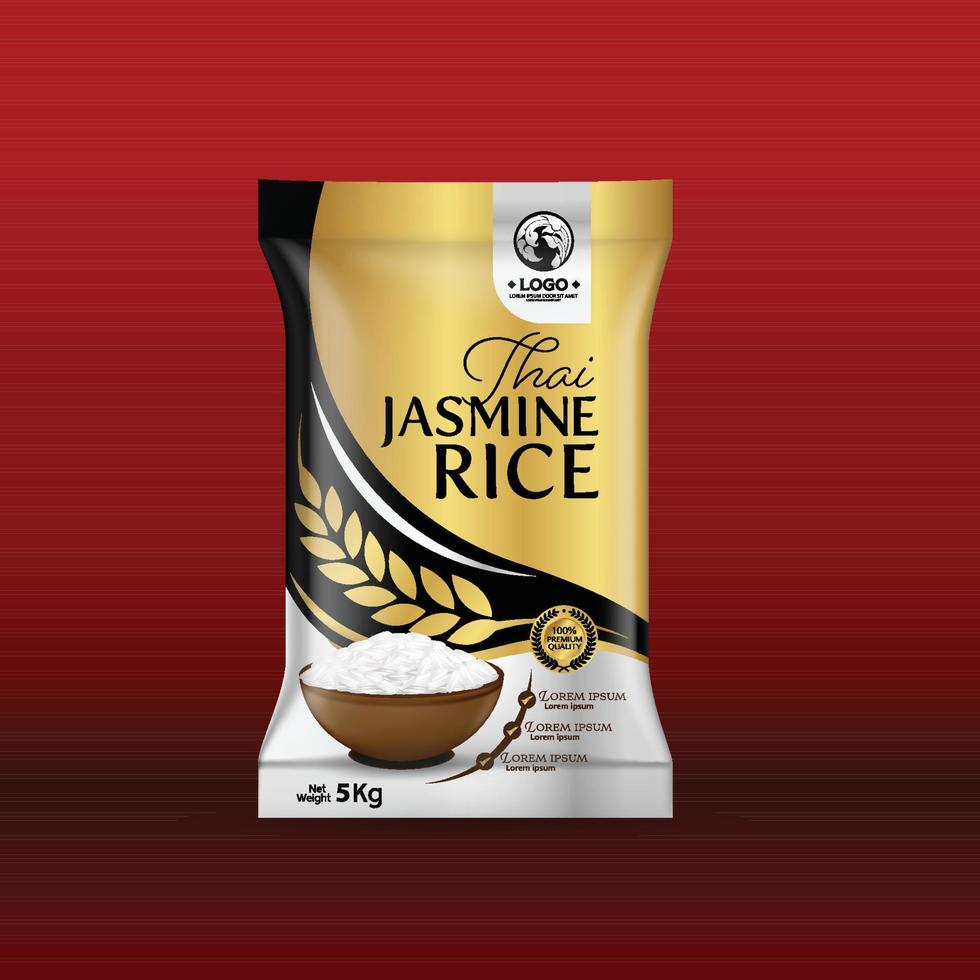 Rice Package Mockup Thailand food Products, vector illustration