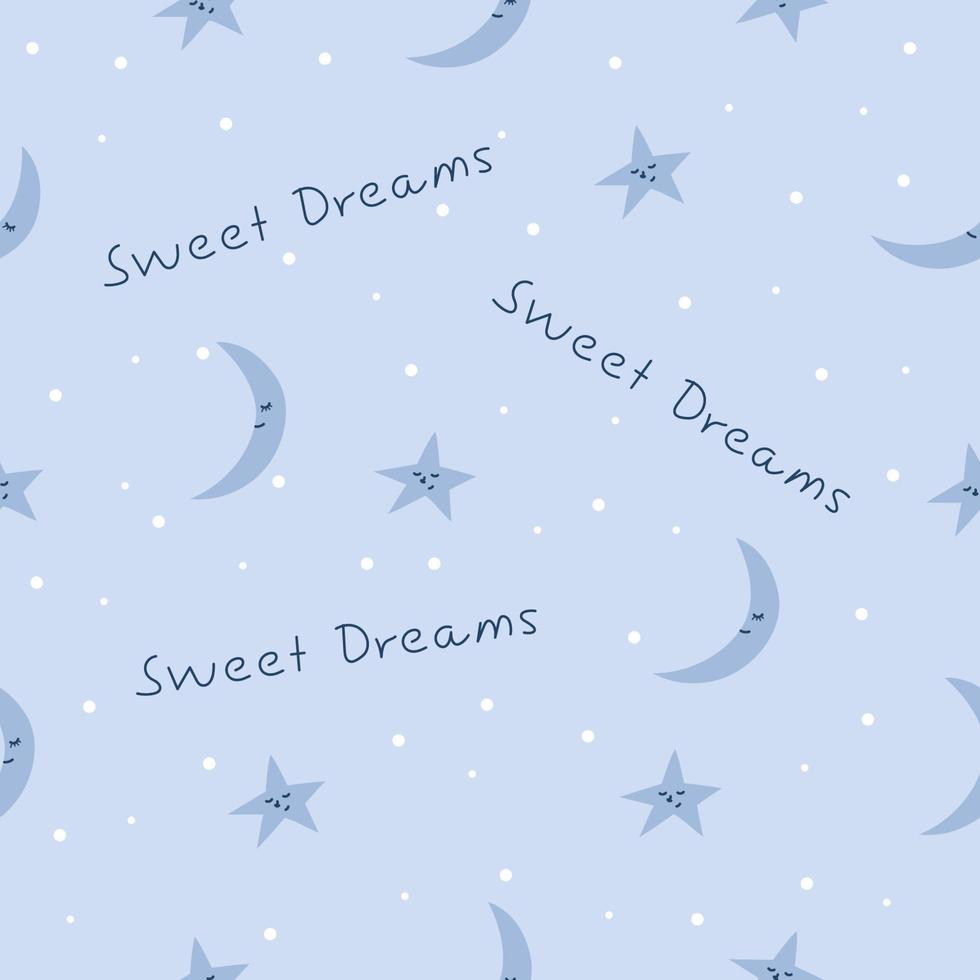 vector seamless pattern star and moon