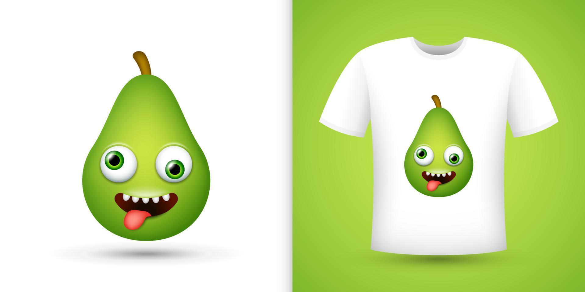 Avocado on white shirt. Vector