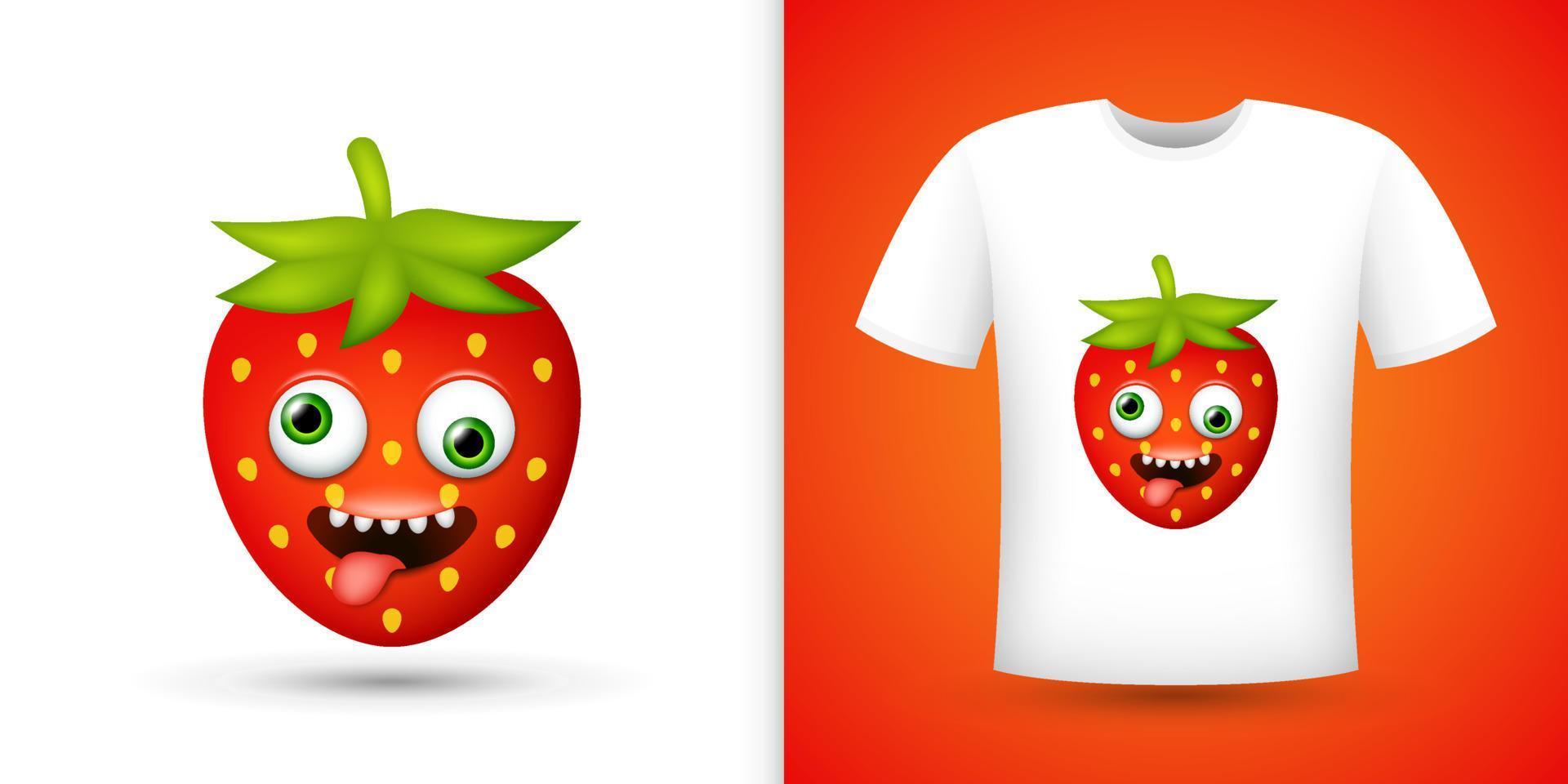 Strawberry on white shirt. Vector