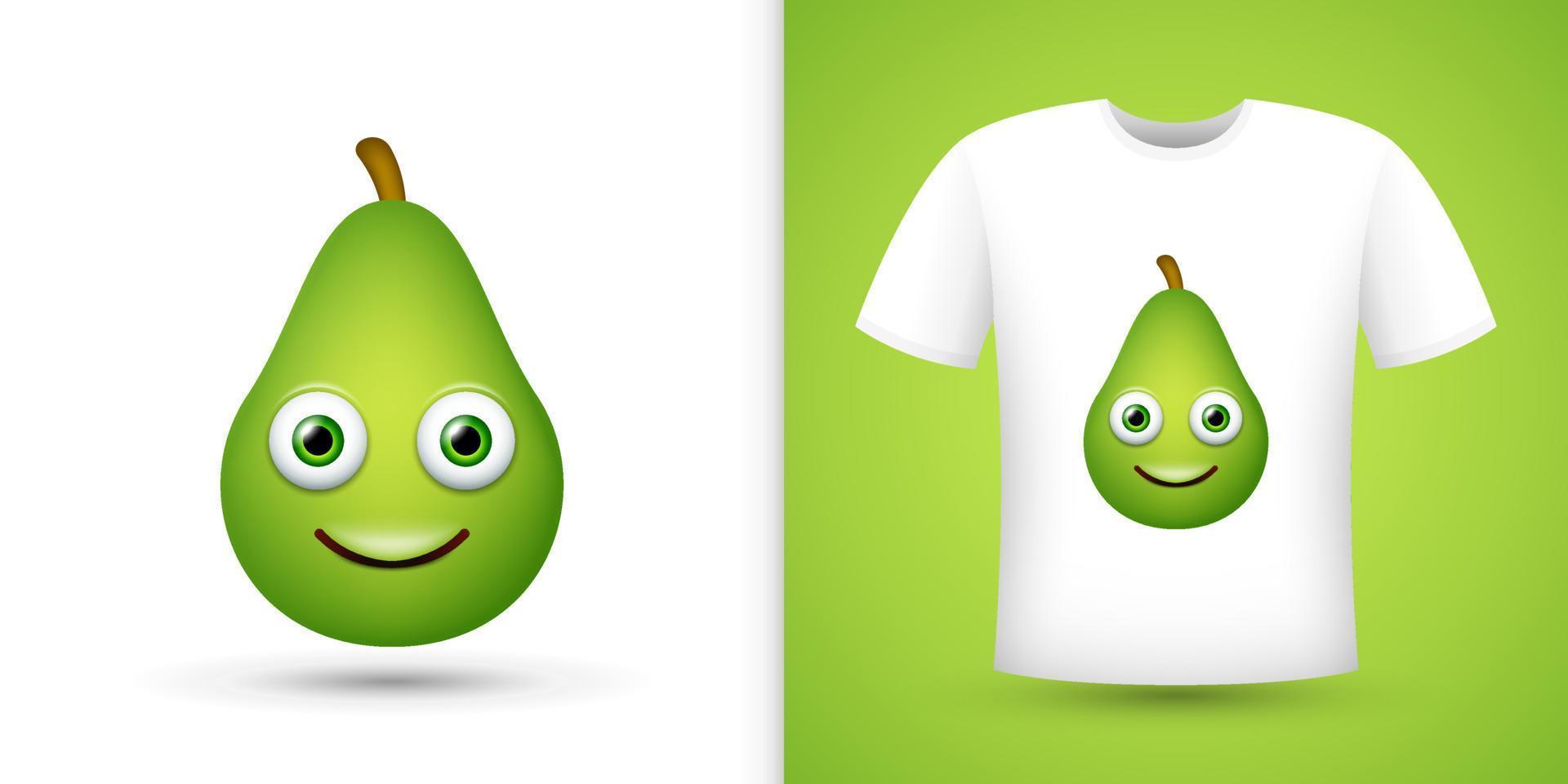 Avocado on white shirt. Vector