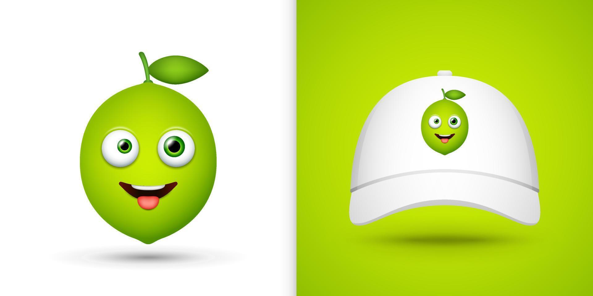 Lime on white baseball cap. Vector