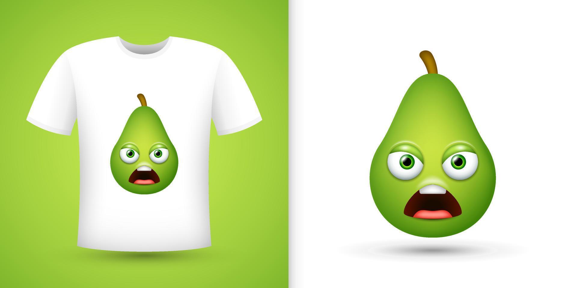 Avocado on white shirt. Vector