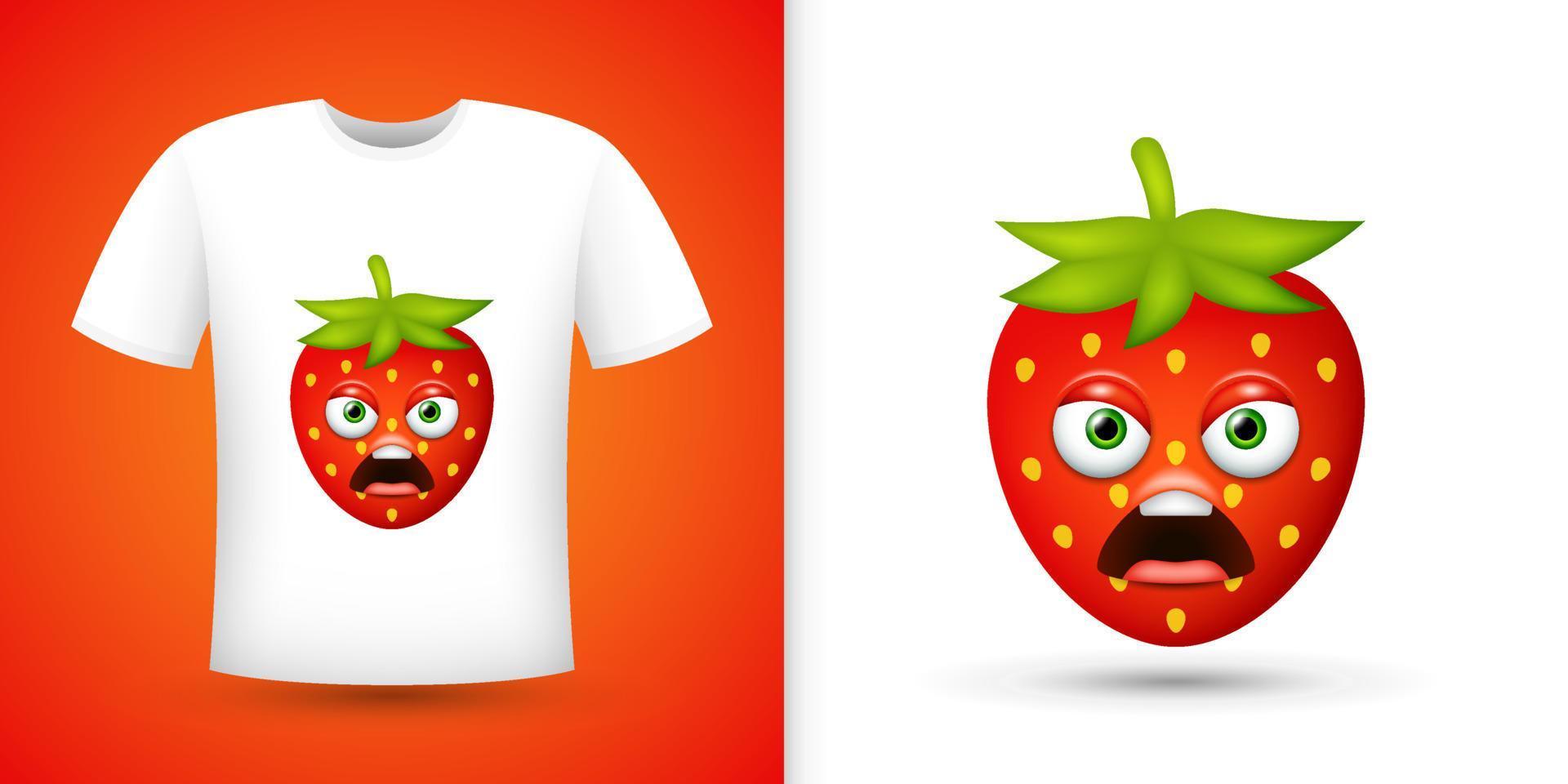 Strawberry on white shirt. Vector