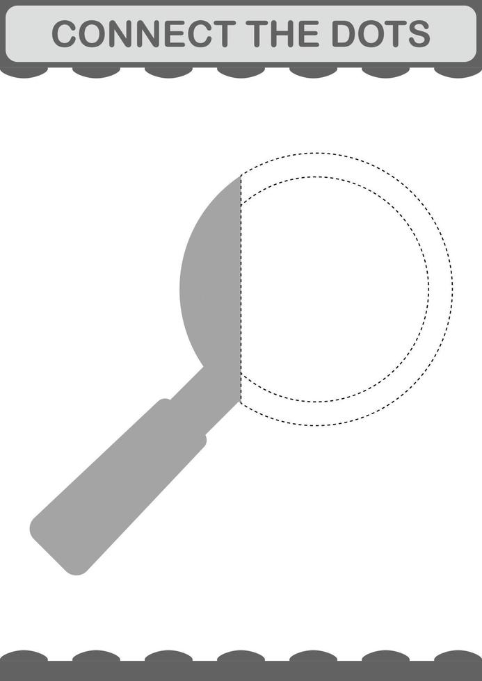 Connect the dots Magnifying Glass. Worksheet for kids vector