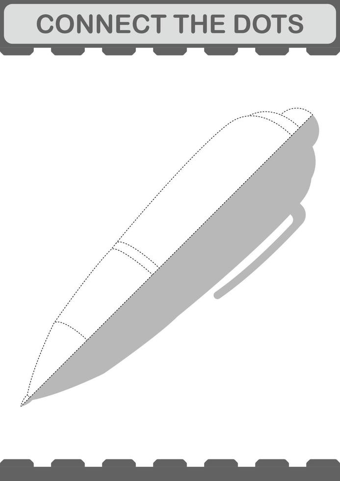 Connect the dots Pen. Worksheet for kids vector