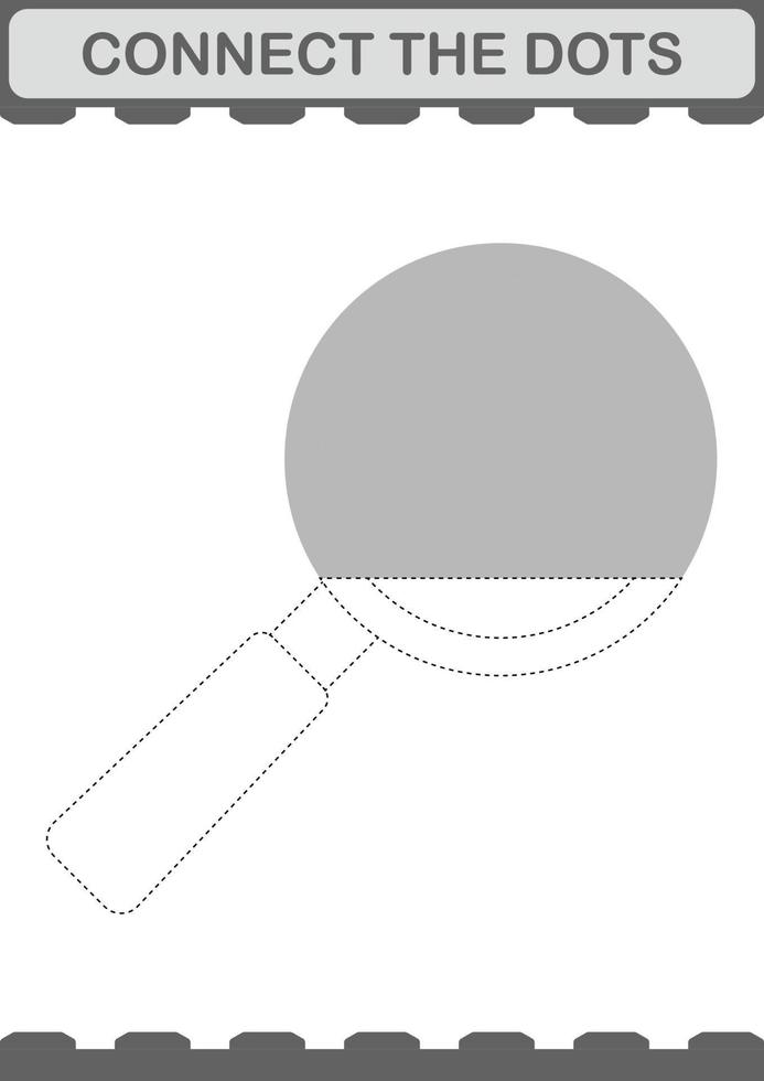 Connect the dots Magnifying Glass. Worksheet for kids vector