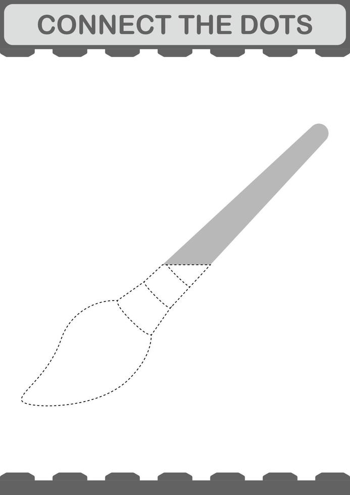 Connect the dots Paintbrush. Worksheet for kids vector