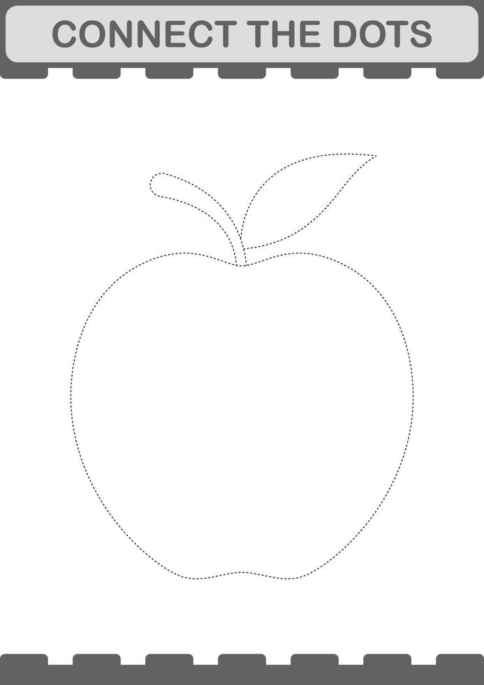 conectar la manzana puntos. hoja de trabajo para niños vector