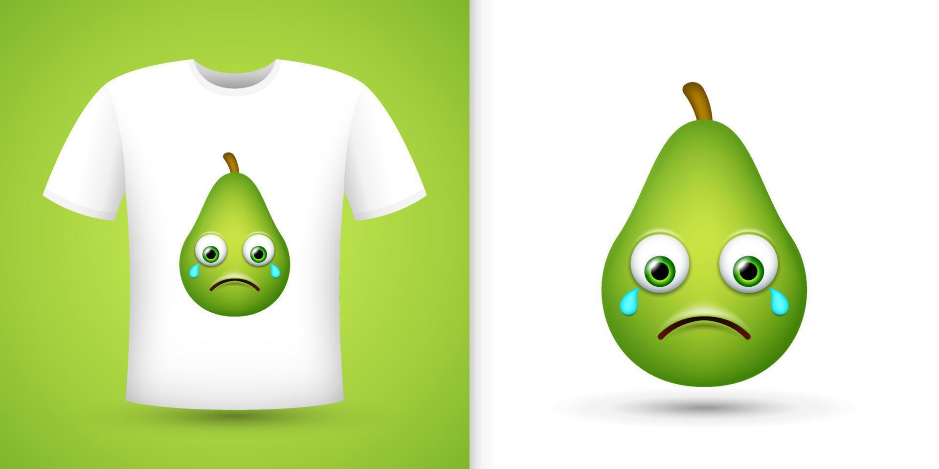 Avocado on white shirt. Vector