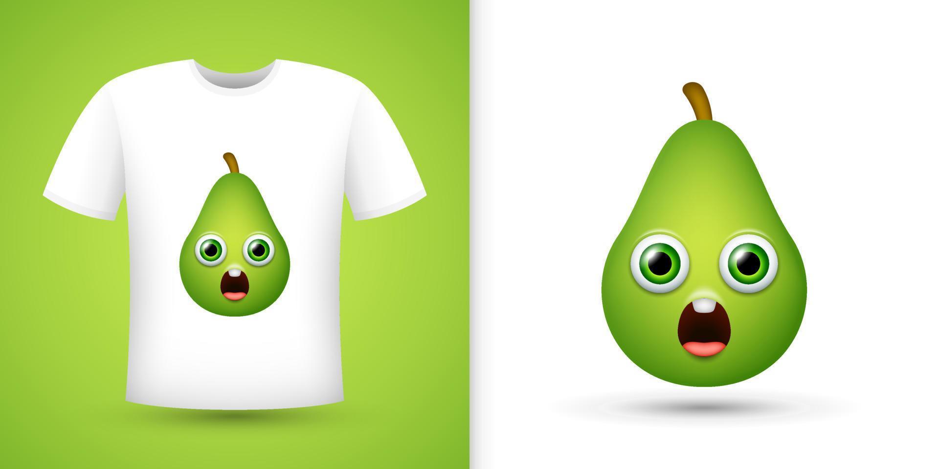 Avocado on white shirt. Vector