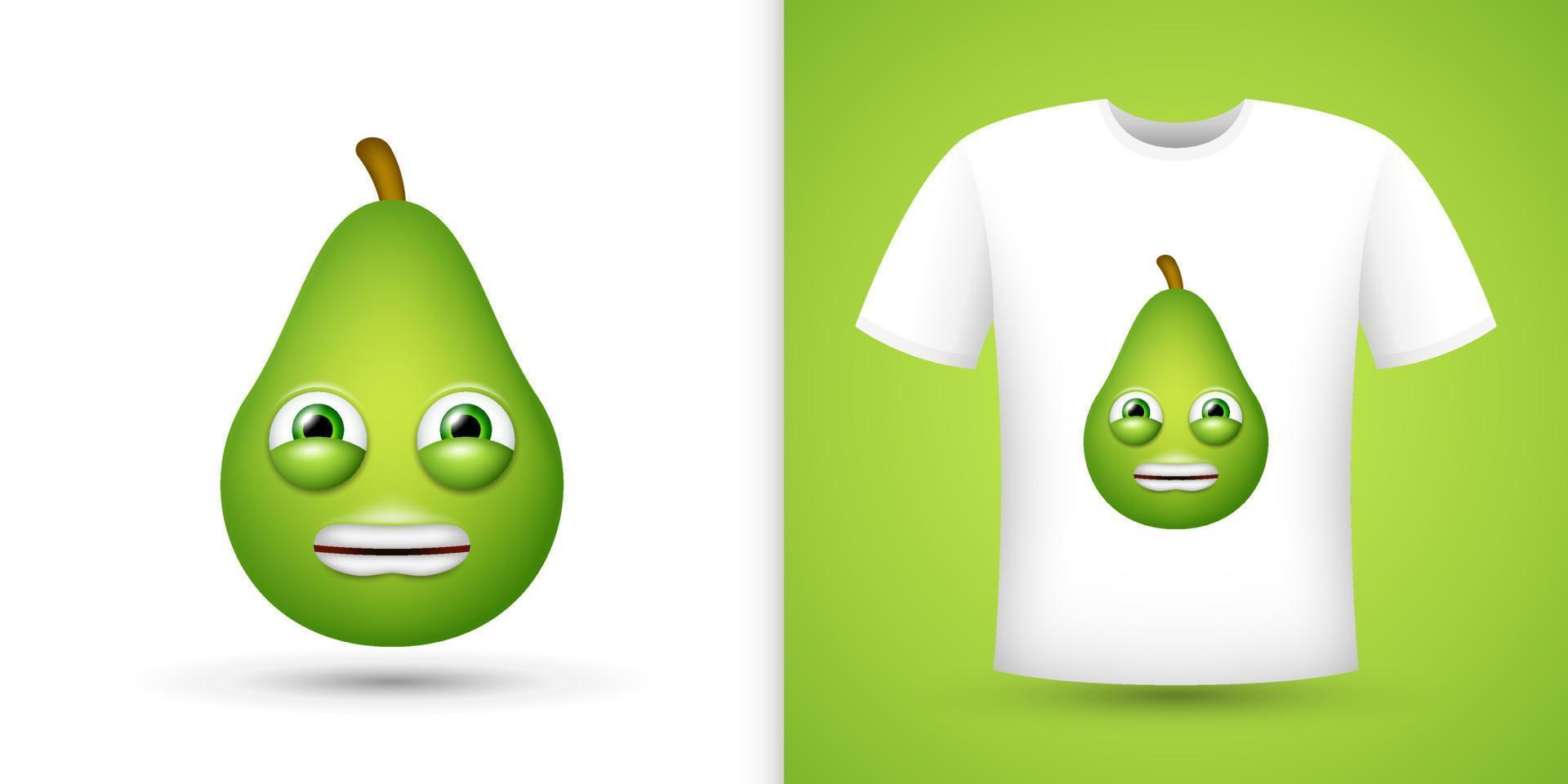 Avocado on white shirt. Vector