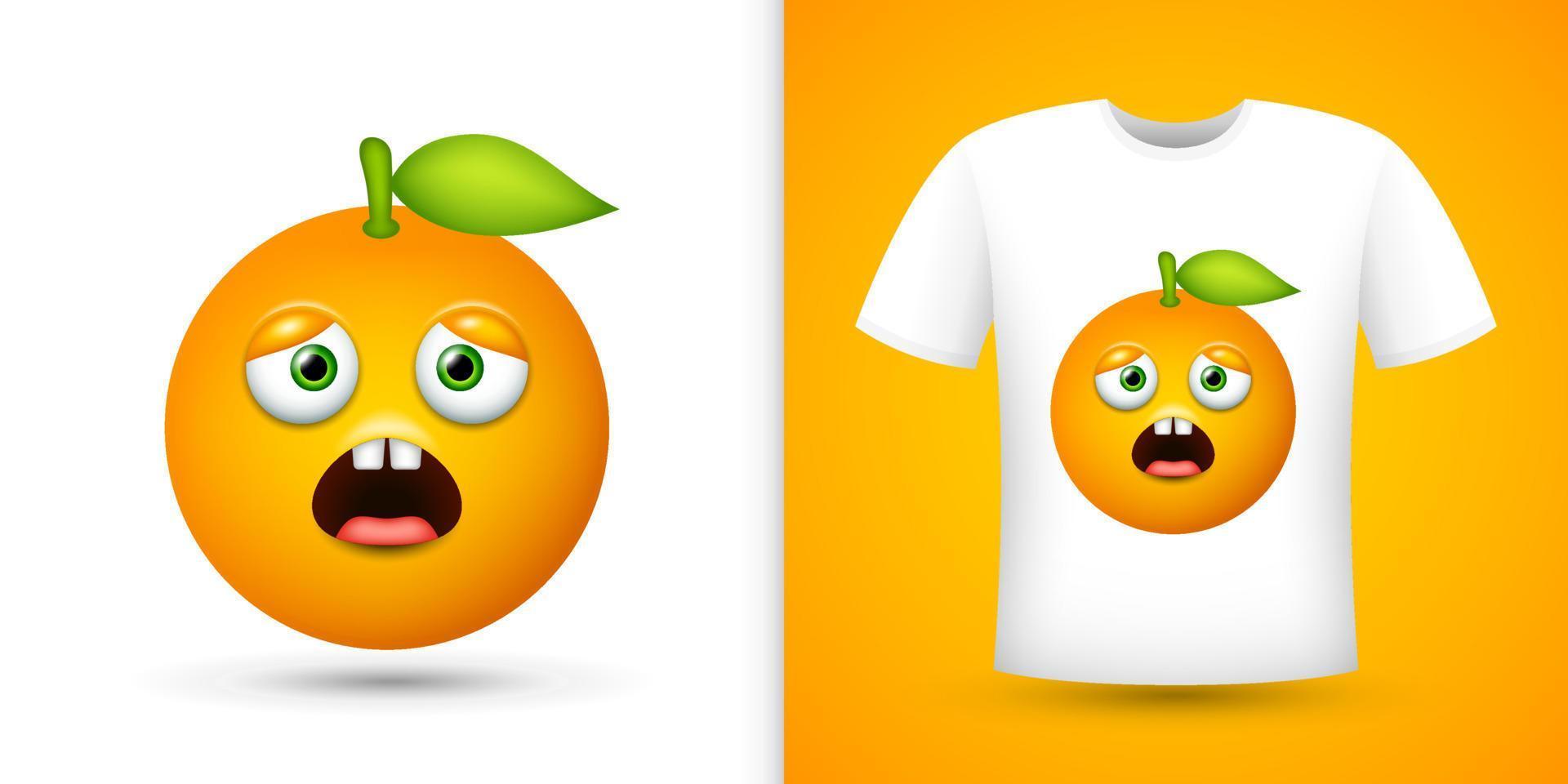 Orange on white shirt. Vector