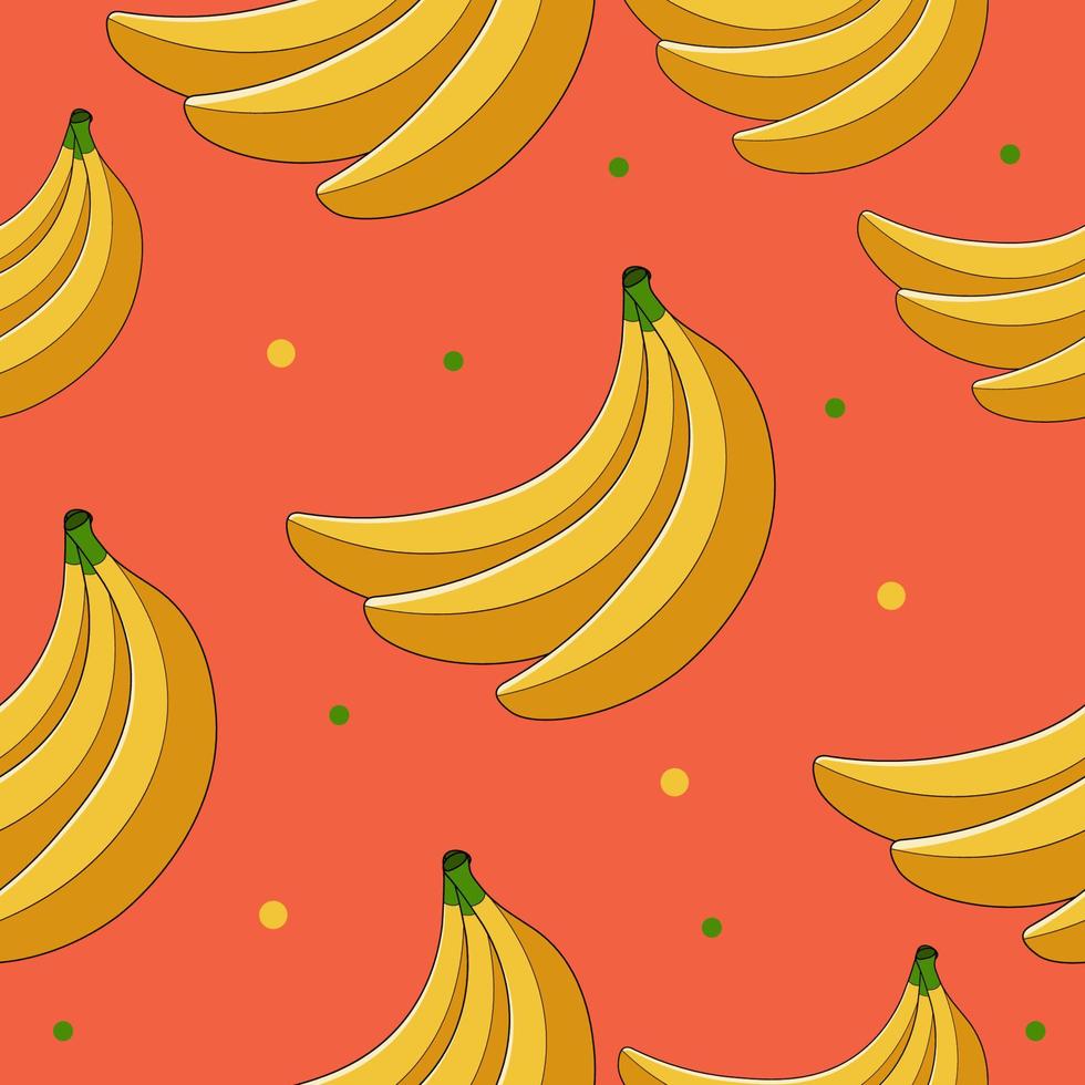 plátano, fruta, seamless, patrón, vector, ilustración vector