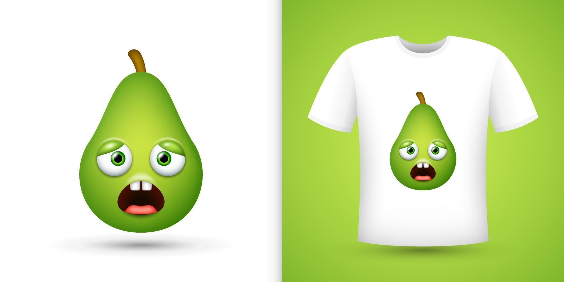 Avocado on white shirt. Vector