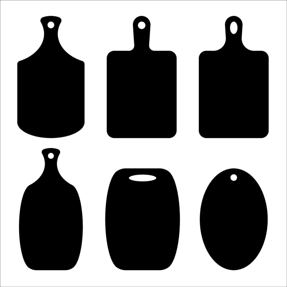 juego de tablas de cortar. contorno de tablero de cocina. tablas para servir platos, tabla para pan. corte por láser, archivo vectorial. vector