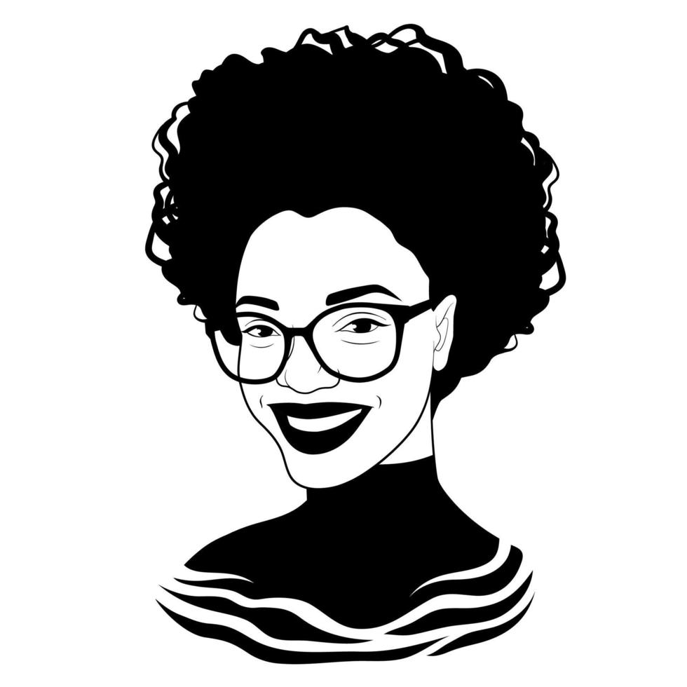 chica negra con gafas de moda. elegante dama negra. bonita mujer afroamericana. ilustración vectorial vector