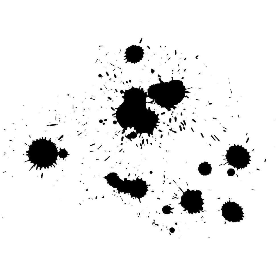 Black paint splatters. Ink drops. Black watercolor stain. Grunge texture. vector