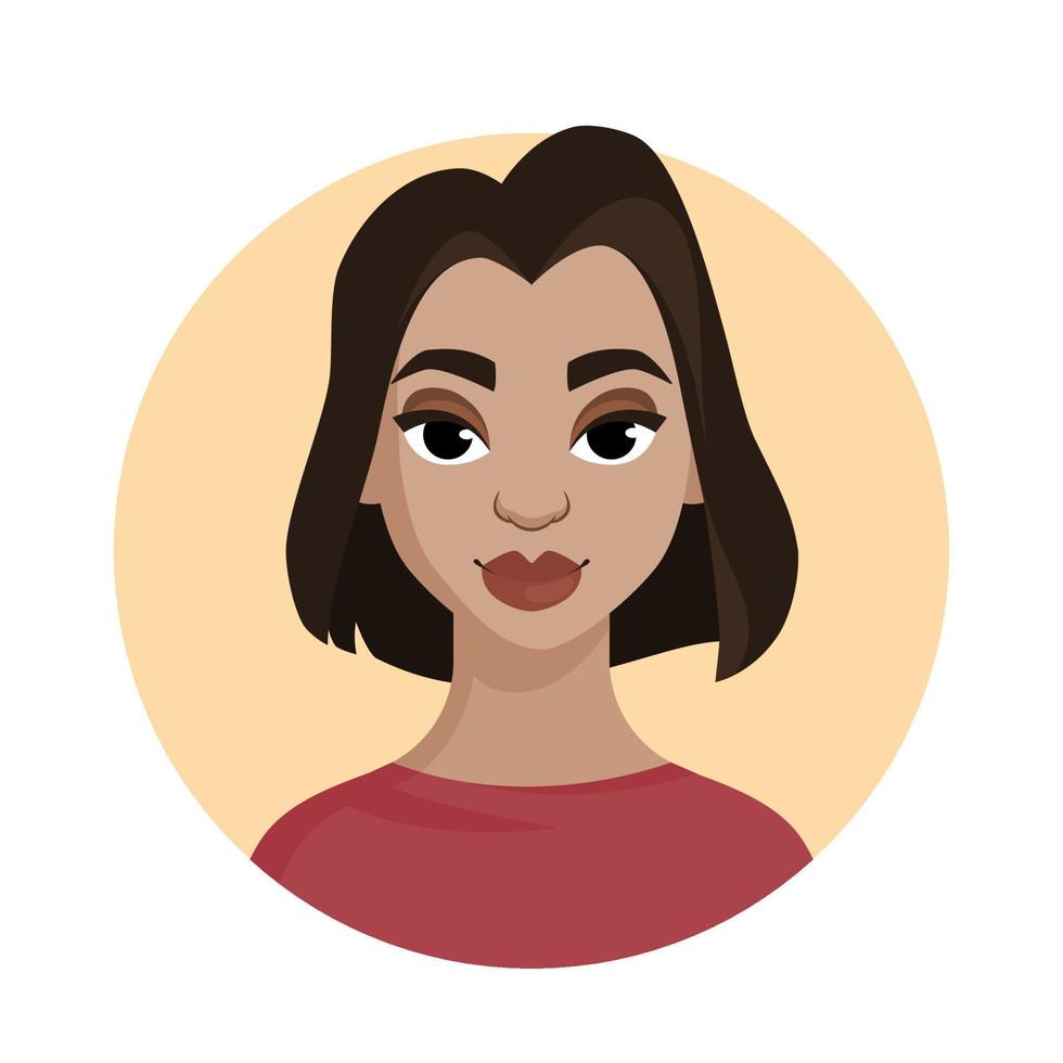 retrato de dibujos animados de una mujer joven. señora elegante ilustración plana vectorial vector