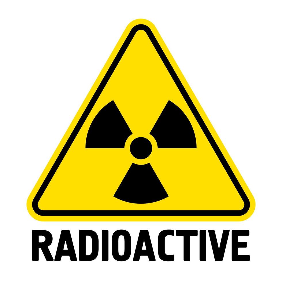 señal de radiación. símbolo de advertencia icono plano de vector radiactivo