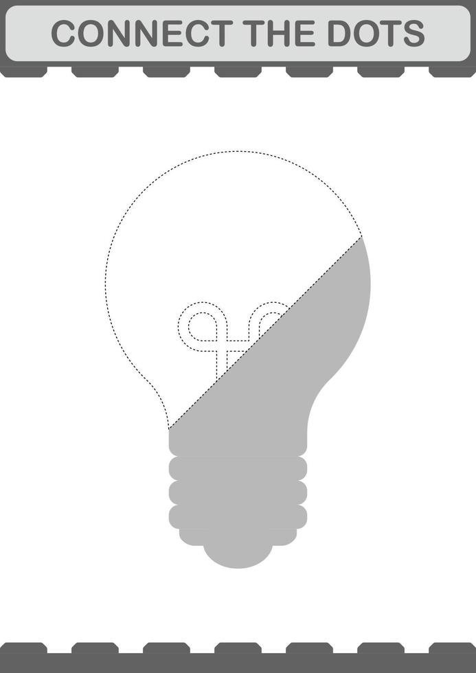 Connect the dots Bulb. Worksheet for kids vector