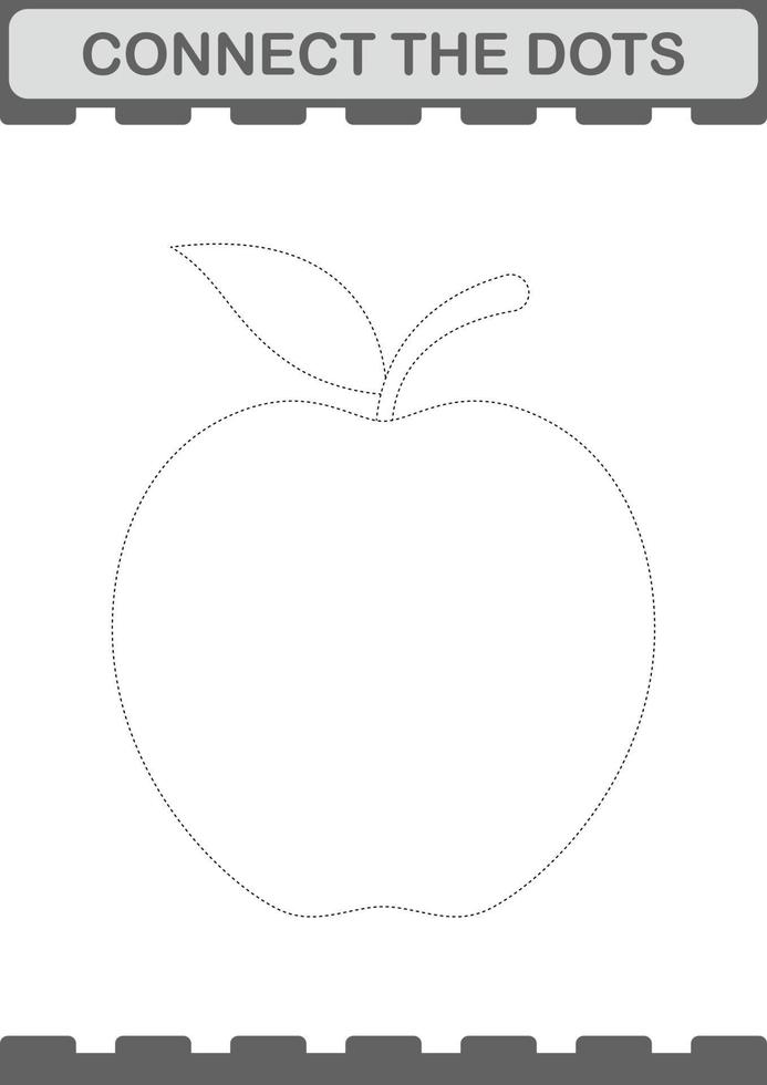 Connect the dots Apple. Worksheet for kids vector