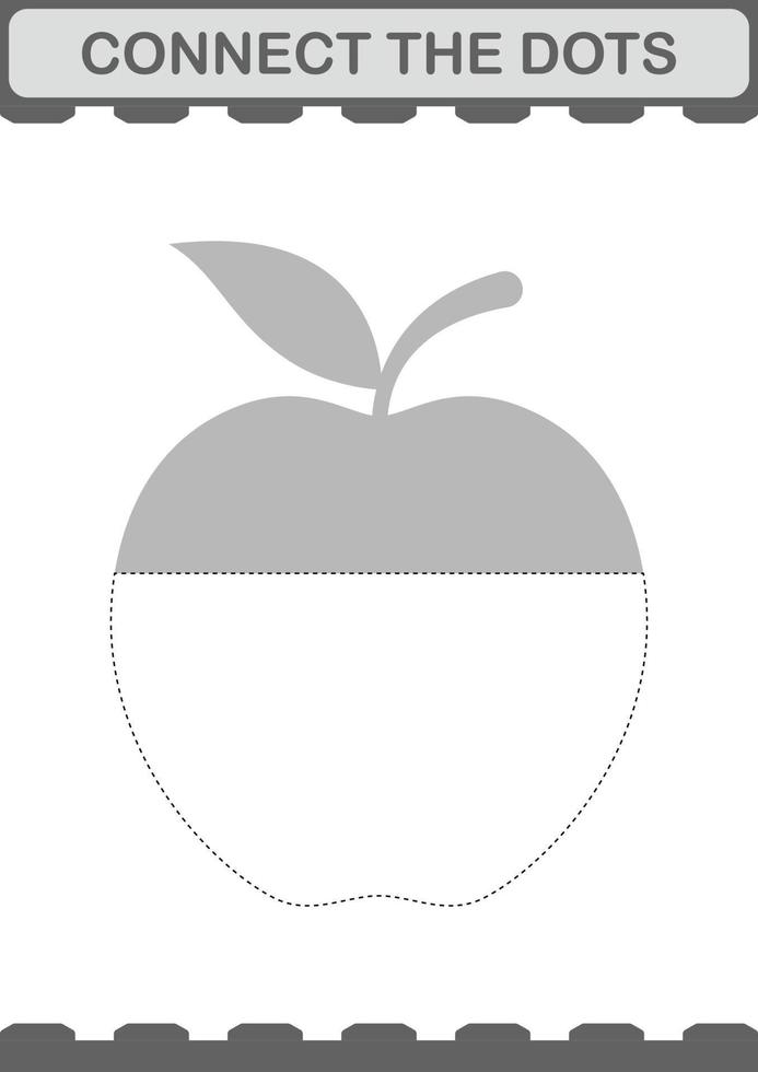 conectar la manzana puntos. hoja de trabajo para niños vector