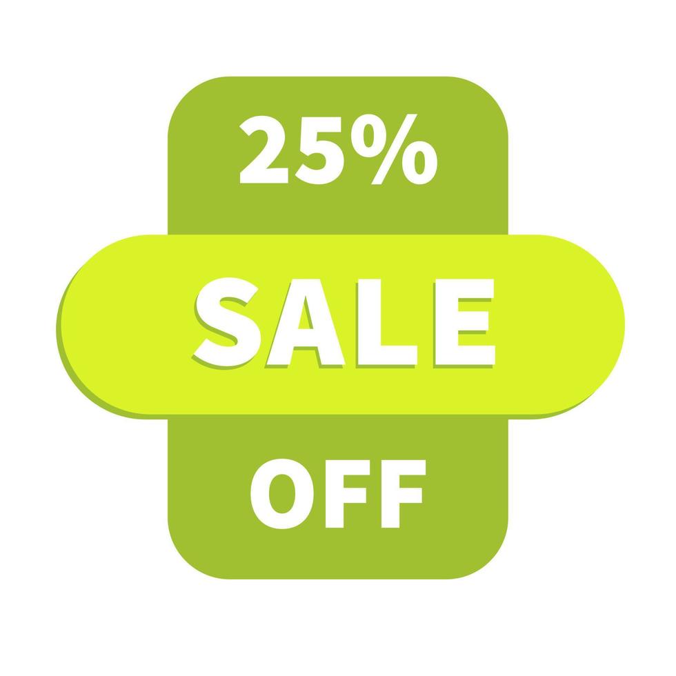 Green sale button with 25 percent discount isolated on white background. vector