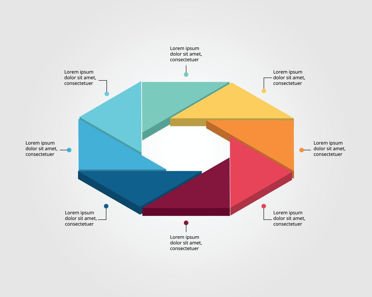 plantilla de gráfico triangular para infografía para presentación de 8 elementos vector