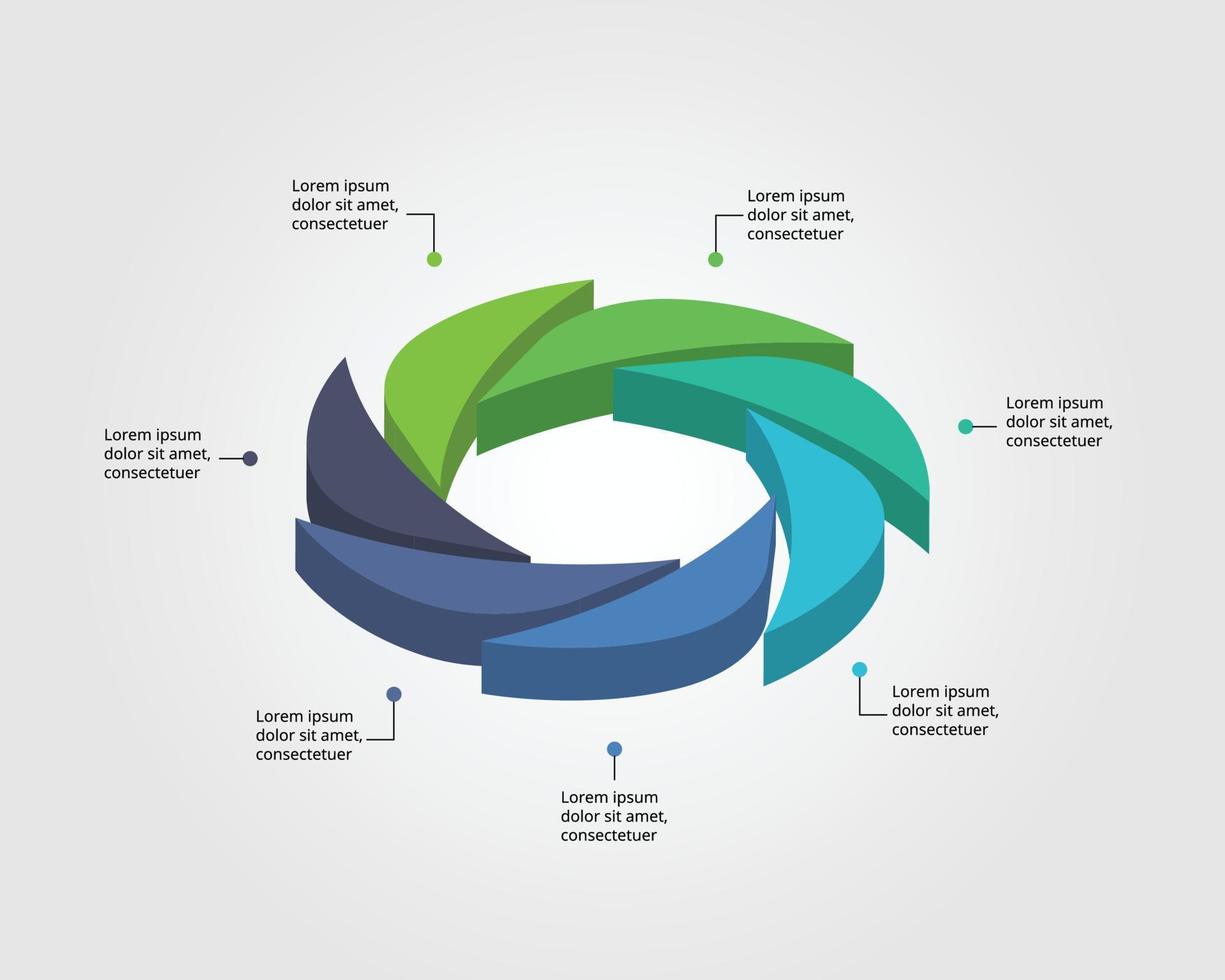 leaf chart template for infographic for presentation for 7 element vector