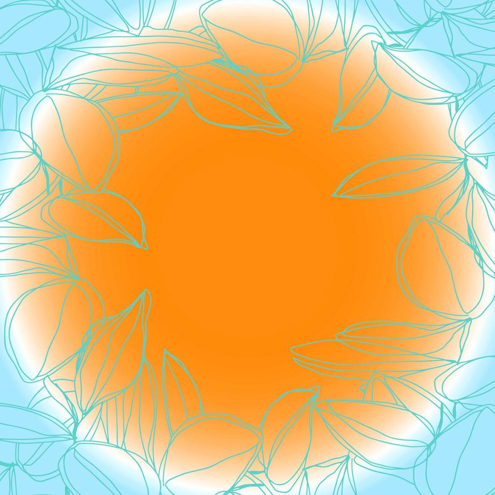 botanical minimalism line art leaves vector frame with sun