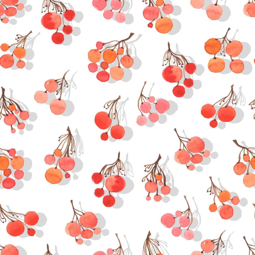 seasonal autumn watercolor bunches of berries vector seamless pattern