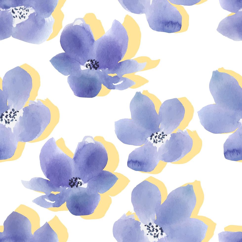 delicate watercolor flowers vector seamless pattern