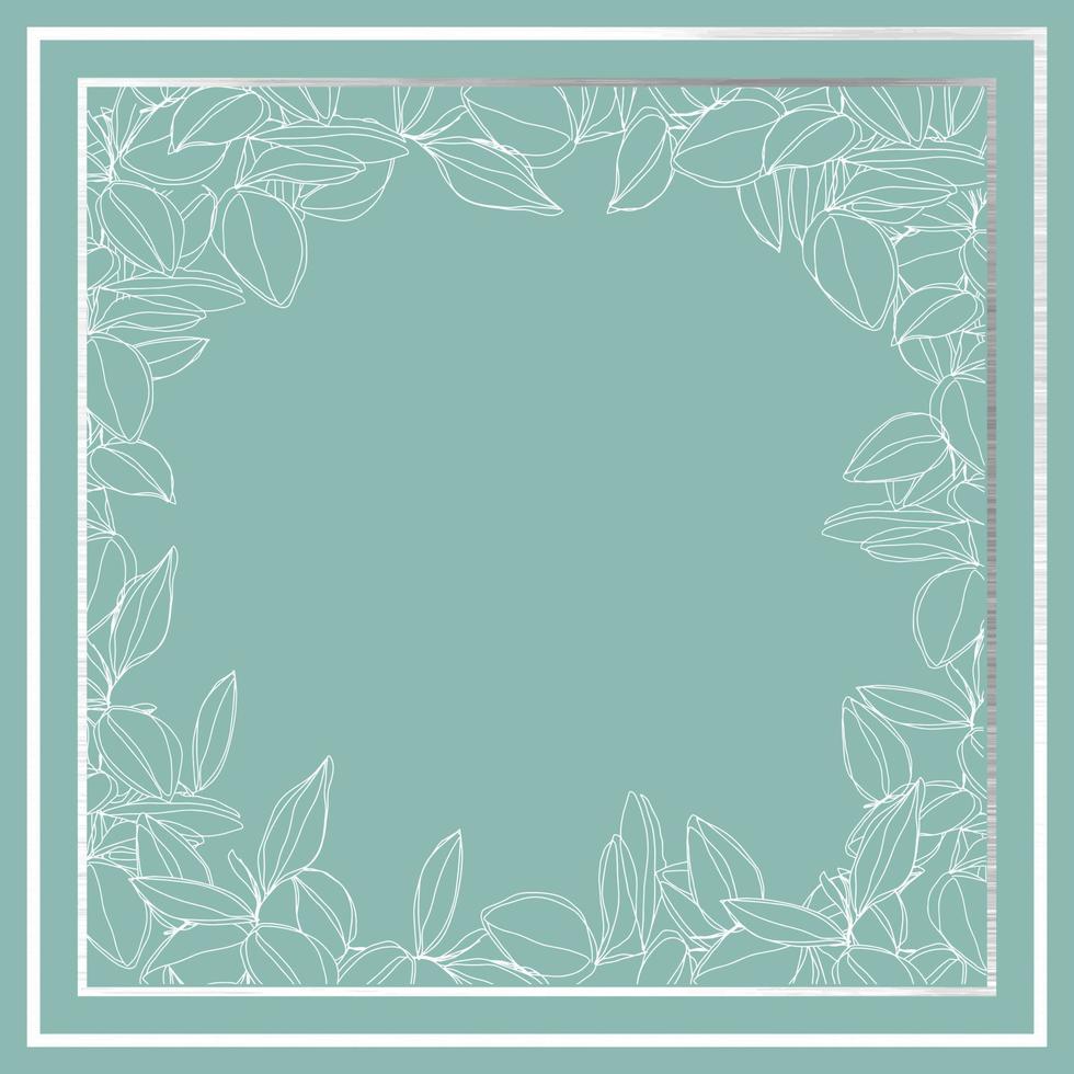 botanical minimalism line art leaves vector frame with golden borders