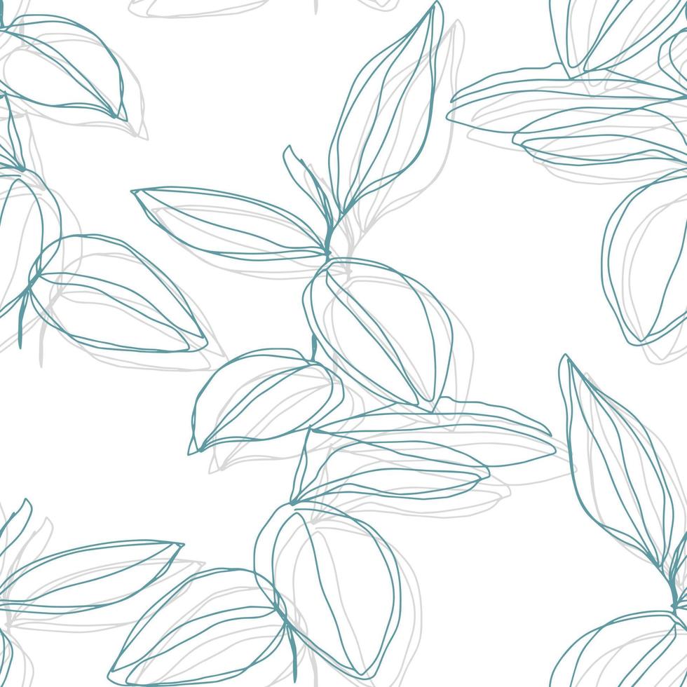 minimalism line art foliage vector seamless pattern