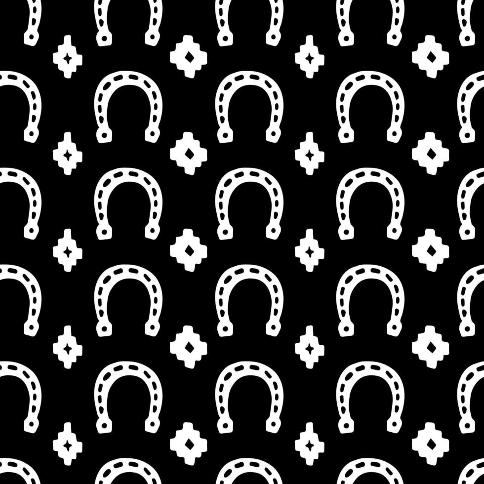 horseshoes and ethnic ornaments vector seamless pattern Wild west cartoon