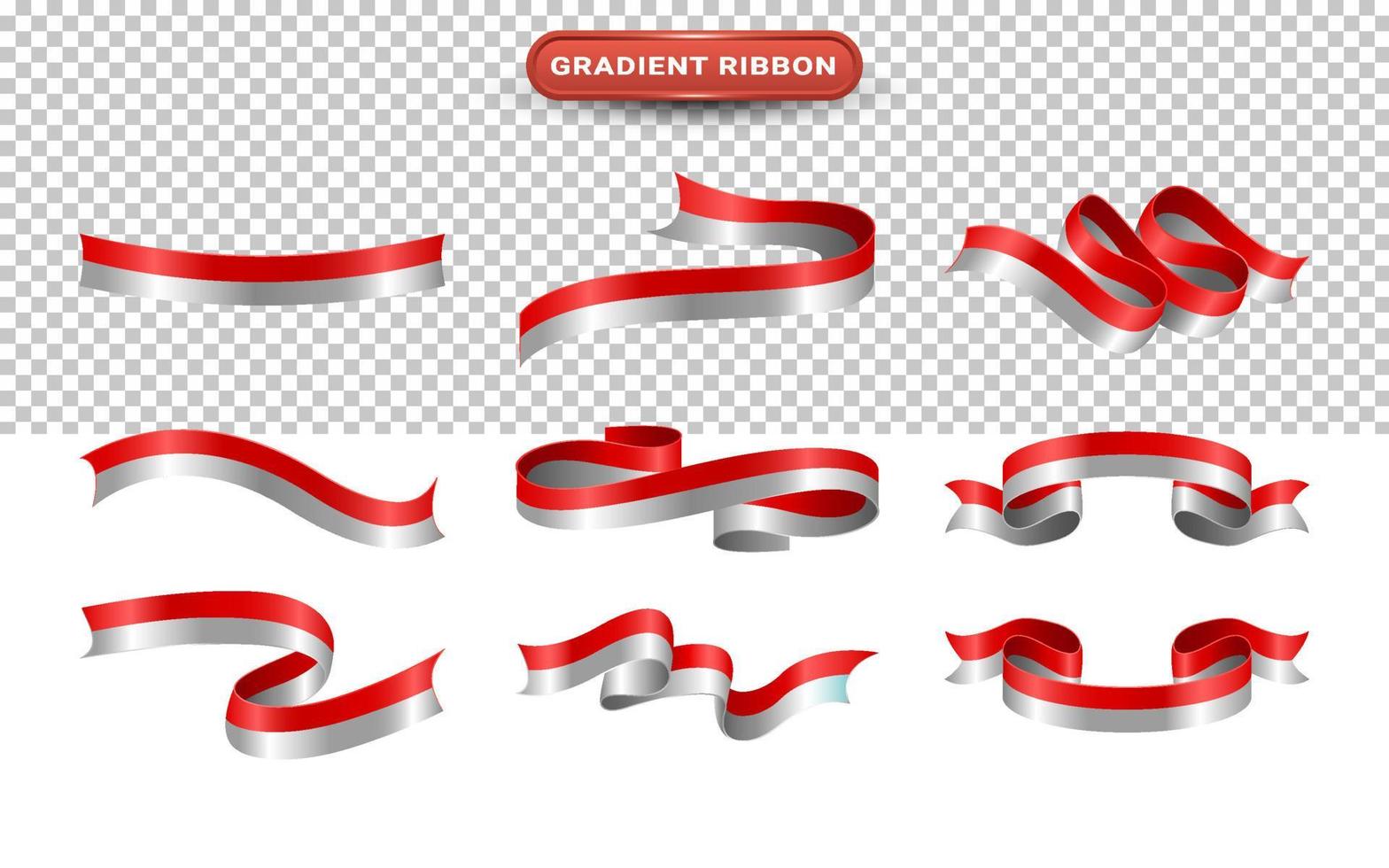 Indonesian Flag Ribbon Set for Indonesian Independence Day vector