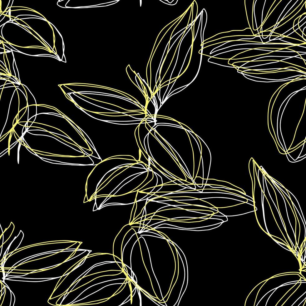 minimalism line art foliage vector seamless pattern