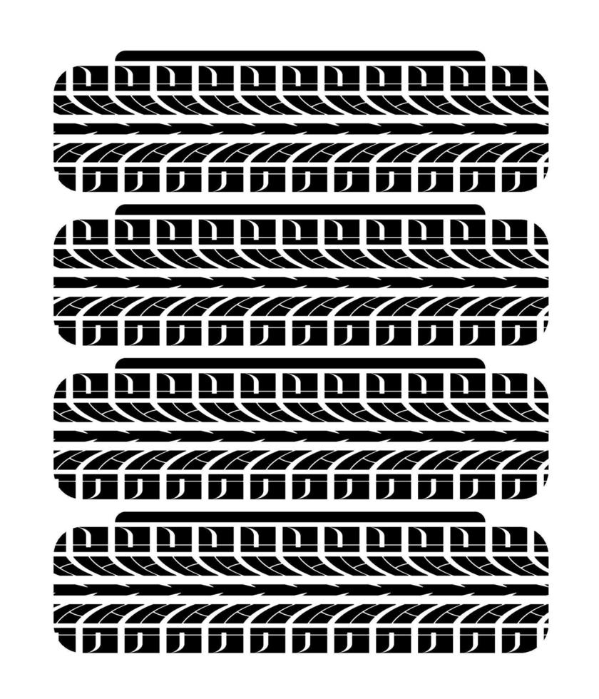 Car wheels in stack. Change of tires before the start of season. Car wheel imprint ornament. Vector