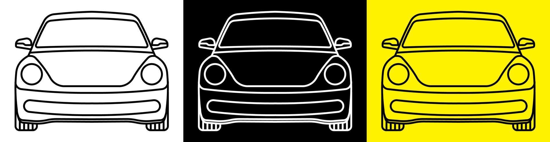 car icon in linear style. Car driving, maintenance in a service center. Road safety. Vector