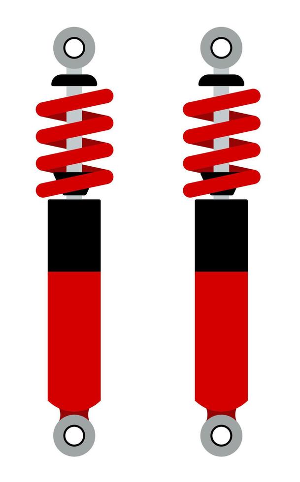 car shock absorber in color flat style. Spare parts for repair in car workshop. Absorption of impact force. Vector