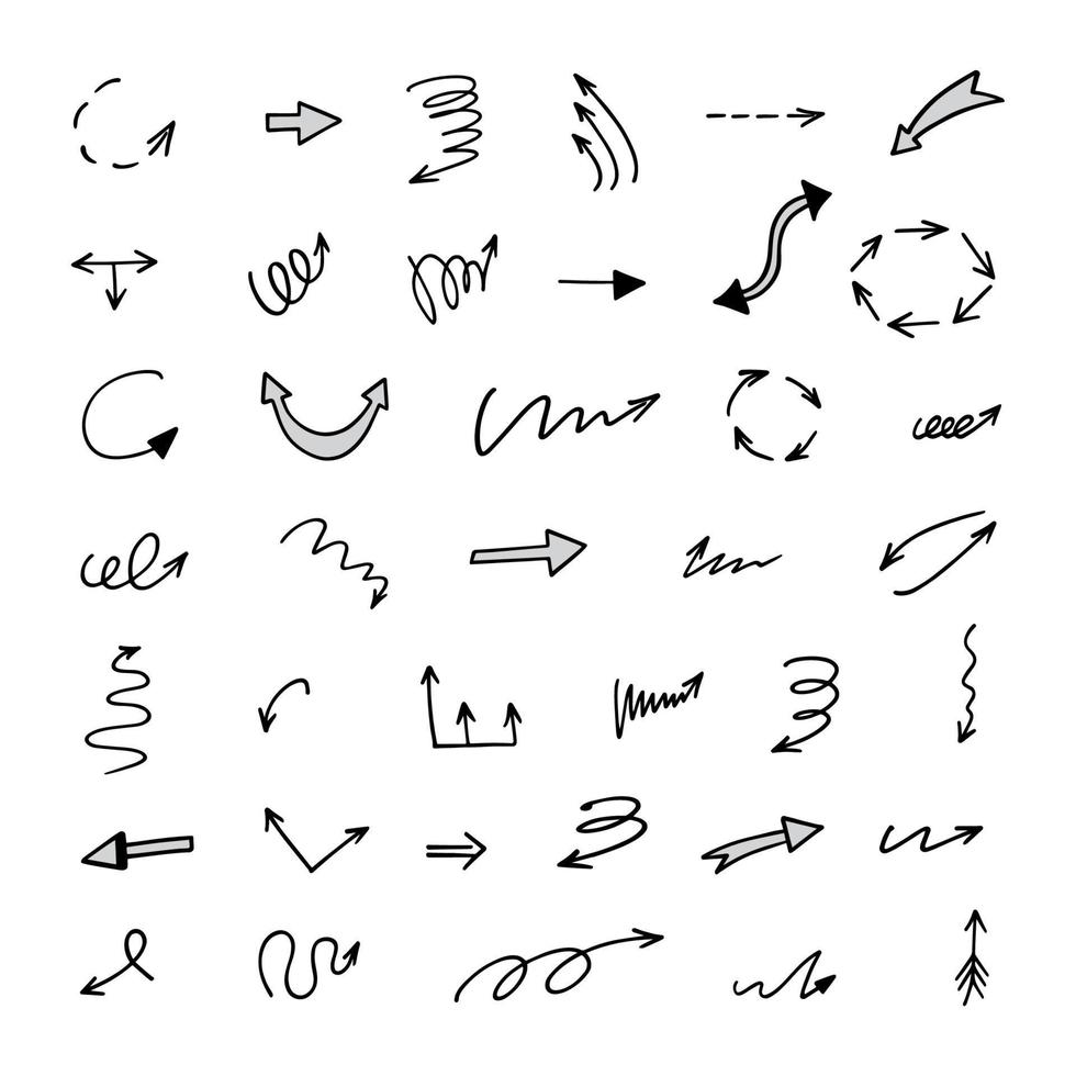 Vector set of hand drawn arrows, elements for presentation