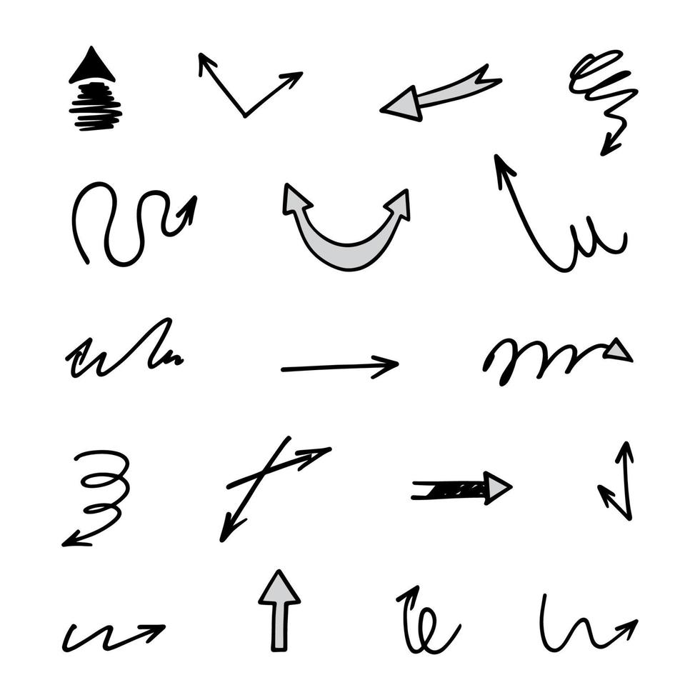 Vector set of hand drawn arrows, elements for presentation